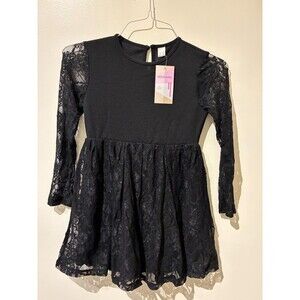 NWT WDIRARA‎ Black Lace Dress - Girls 9